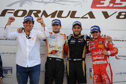 Podium: Race winner and Champion Tom Dillmann, AVF; second place Roy Nissany, Lotus; third place Pietro Fittipaldi, Fortec Motorsports with Adrian Valles