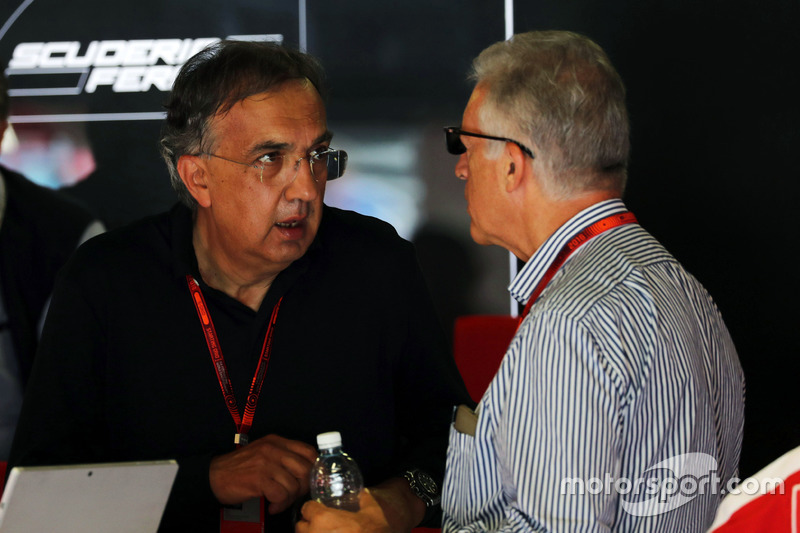 Sergio Marchionne, Ferrari President and CEO of Fiat Chrysler Automobiles (Centre) and Piero Ferrari