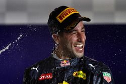 Daniel Ricciardo Red Bull Racing celebrate on the podium