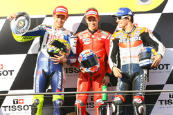 Podium: second place Valentino Rossi, Yamaha; Race winner Casey Stoner, Ducati; third place Nicky Hayden, Repsol Honda