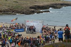 Podium: Winners Thierry Neuville, Nicolas Gilsoul, Hyundai i20 WRC, Hyundai Motorsport; Jari-Matti Latvala, Miikka Anttila, Volkswagen Polo WRC, Volkswagen Motorsport; Sébastien Ogier, Julien Ingrassia, Volkswagen Polo WRC, Volkswagen Motorsport