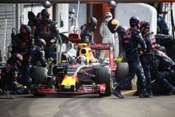 Max Verstappen, Red Bull Racing RB12 maakt een pitstop