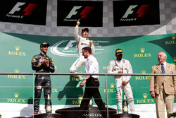 The podium (L to R): Daniel Ricciardo, Red Bull Racing, second; Nico Rosberg, Mercedes AMG F1, race winner; Lewis Hamilton, Mercedes AMG F1, third
