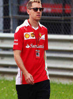 Sebastian Vettel, Ferrari walks the circuit