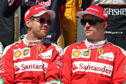 Sebastian Vettel, Ferrari en Kimi Raikkonen, Ferrari