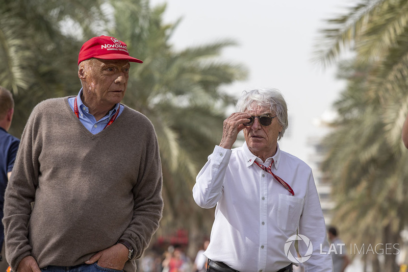 Niki Lauda, Mercedes AMG F1 Non-Executive Chairman and Bernie Ecclestone