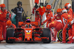 Kimi Raikkonen, Ferrari SF71H hits a mechanic as he leaves the pits