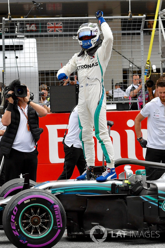 Pole sitter Valtteri Bottas, Mercedes-AMG F1 celebrates in parc ferme