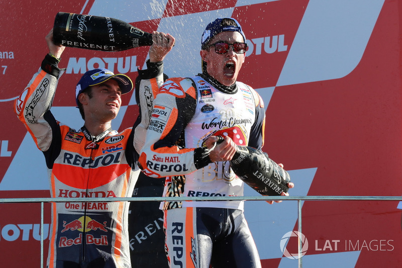 Podio: tercer lugar y campeón del mundo Marc Márquez, Repsol Honda Team