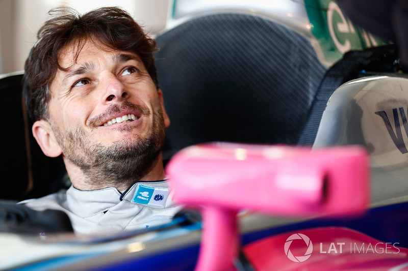 Racing driver, Giancarlo Fisichella, in the Formula E track car