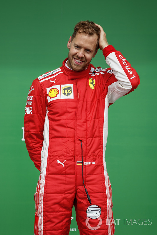 Sebastian Vettel, Ferrari, 1st position, on the podium