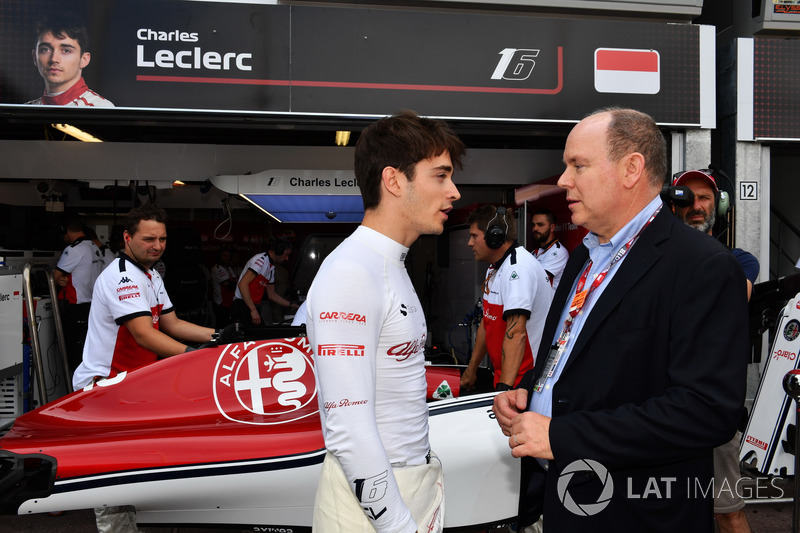 Charles Leclerc, Sauber and HSH Prince Albert of Monaco