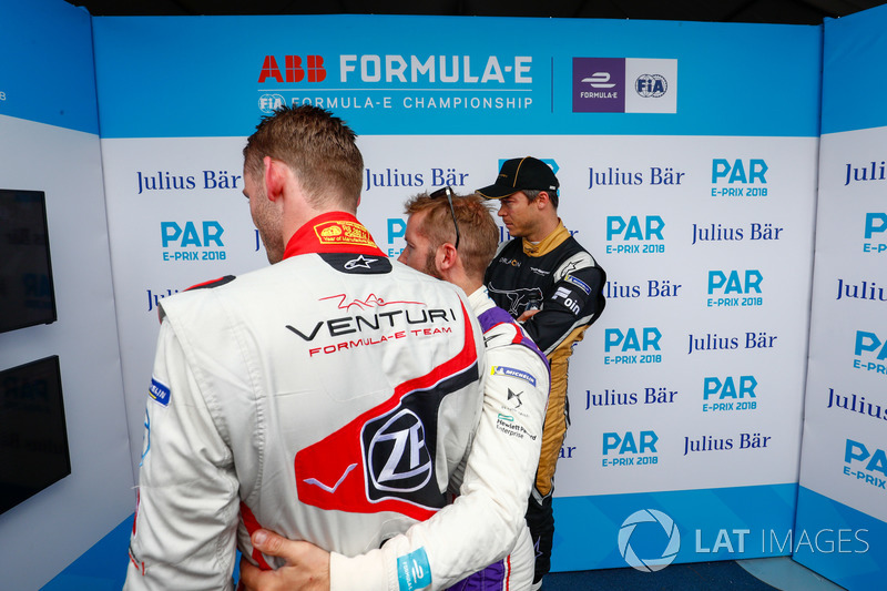 Maro Engel, Venturi Formula E Team, Sam Bird, DS Virgin Racing, Andre Lotterer, Techeetah, in the media pen