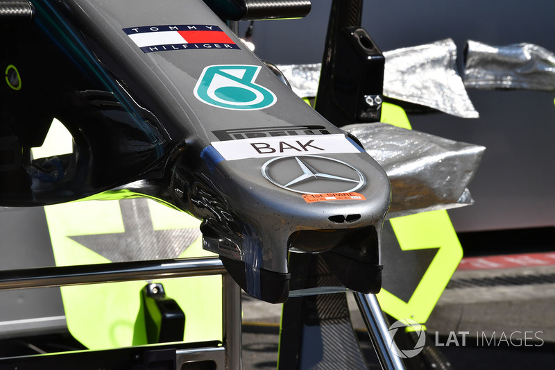 Vue détaillée du nez de la Mercedes-AMG F1 W09 EQ Power