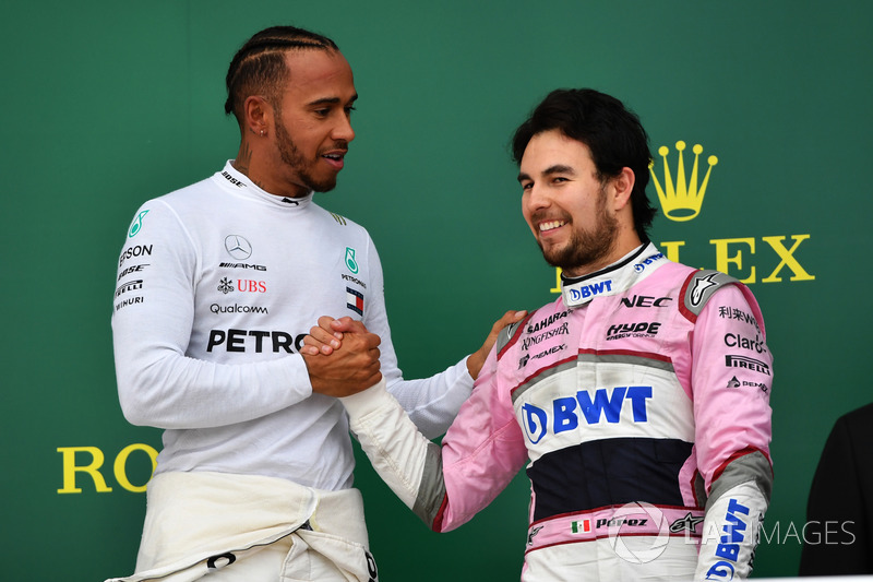 Podyum: Yarış galibi Lewis Hamilton, Mercedes-AMG F1 ve 3. Sergio Perez, Force India