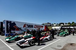 Graham Rahal, Rahal Letterman Lanigan Racing Honda and other cars wait to go to tech inspection