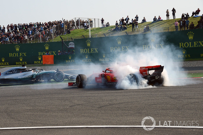 Sebastian Vettel, Ferrari SF71H, melintir