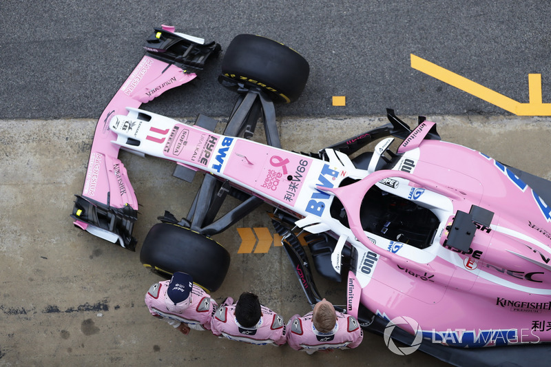 Sergio Perez, Sahara Force India F1 and Esteban Ocon, Sahara Force India F1 and Nikita Mazepin, Saha