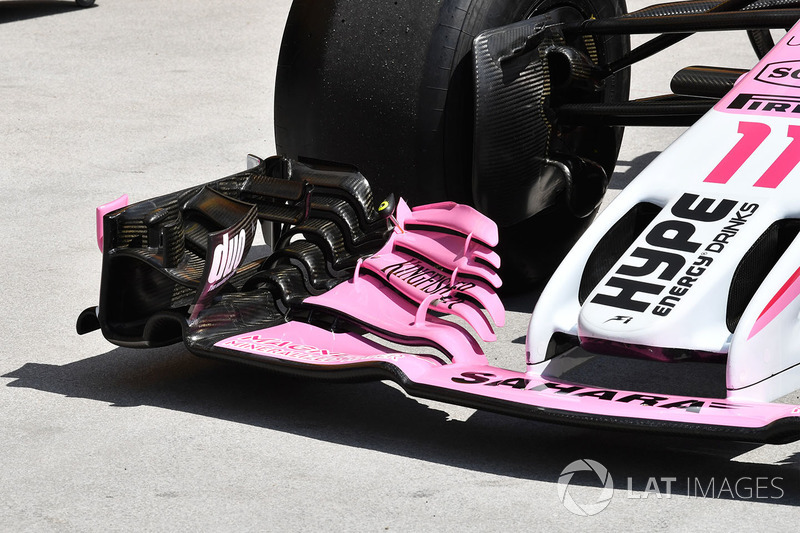 Vue détaillée de l'aileron avant de la Force India VJM11