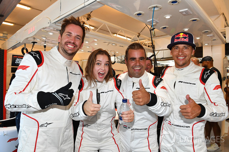 F1 Experiences 2-Seater passenger Barbara Palvin, with Zsolt Baumgartner, F1 Experiences 2-Seater driver and Patrick Friesacher, F1 Experiences 2-Seater driver