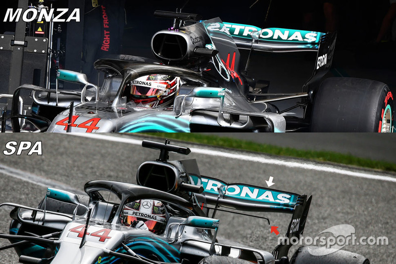 Comparaison des ailerons arrière de la Mercedes W09