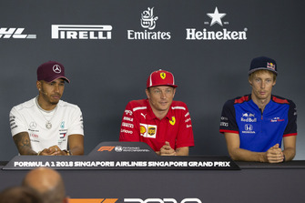 Lewis Hamilton, Mercedes AMG F1, Kimi Raikkonen, Ferrari and Brendon Hartley, Scuderia Toro Rosso in Press Conference