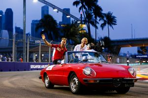 Sebastian Vettel, Ferrari, at the drivers parade