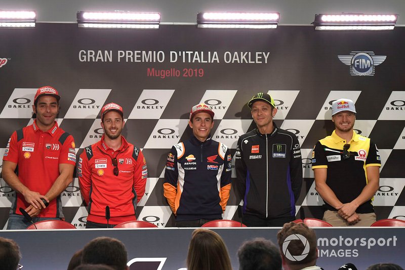 Baldassarri, Danilo Petrucci, Ducati Team, Andrea Dovizioso, Ducati Team, Marc Marquez, Repsol Honda Team, Valentino Rossi, Yamaha Factory Racing, Jack Miller, Pramac Racing