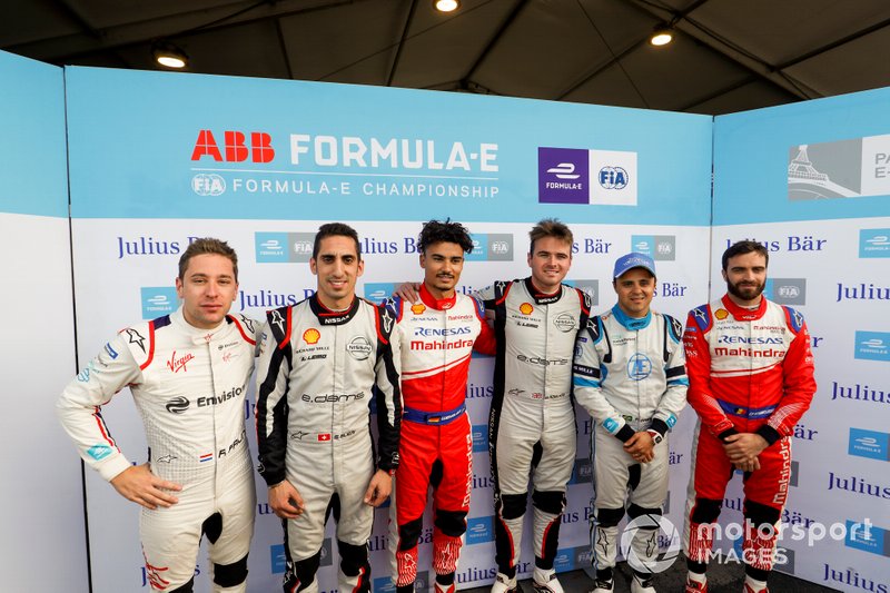 Robin Frijns, Envision Virgin Racing, Sébastien Buemi, Nissan e.Dams, Pascal Wehrlein, Mahindra Racing, Oliver Rowland, Nissan e.Dams, Felipe Massa, Venturi Formula E, Jérôme d'Ambrosio, Mahindra Racing