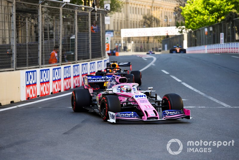 Sergio Perez, Racing Point RP19, Max Verstappen, Red Bull Racing RB15