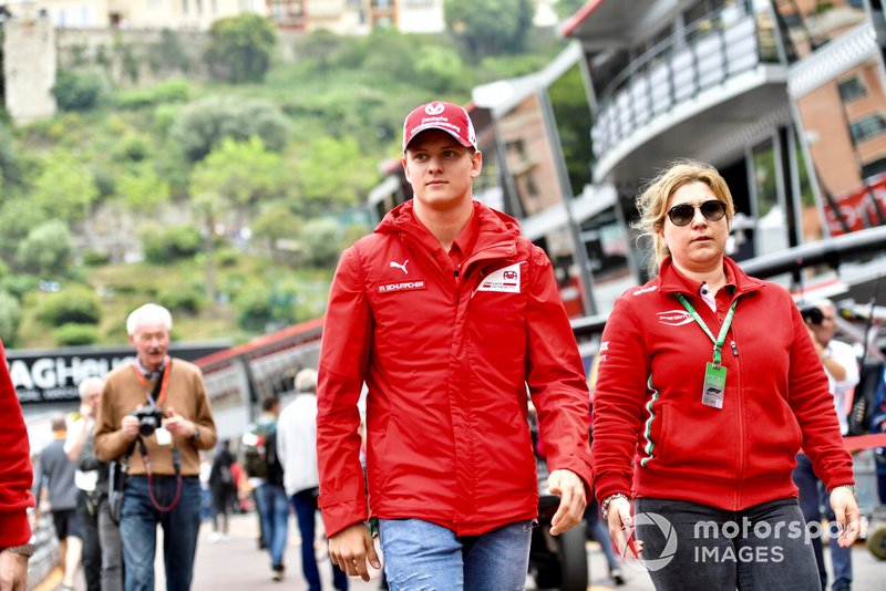 Mick Schumacher in the pit lane
