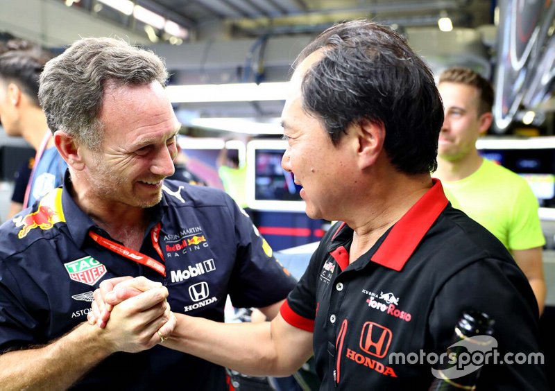 Christian Horner, Team Principal, Red Bull Racing, Toyoharu Tanabe, Direktur Teknis F1, Honda