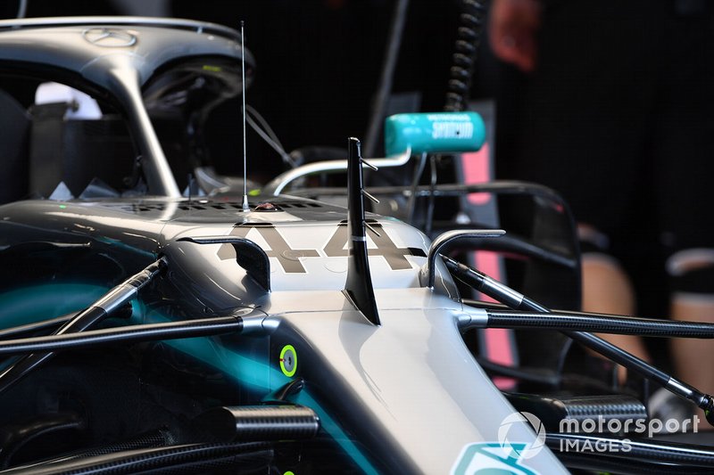 The nose of the Mercedes AMG F1 W10