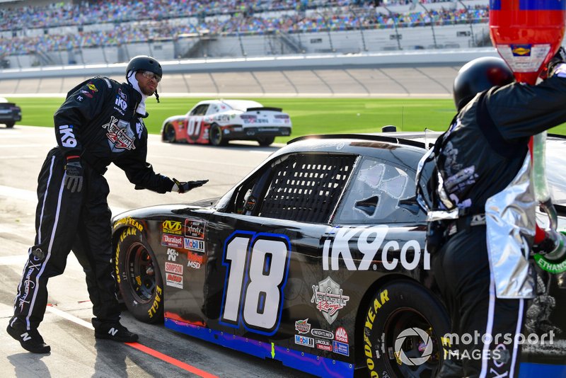 Jeffrey Earnhardt, Joe Gibbs Racing, Toyota Supra iK9 makes a pit stop