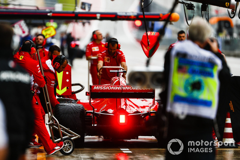 Sebastian Vettel, Ferrari SF71H, in the pit lane during practice