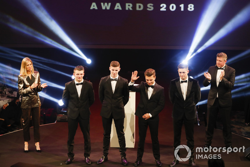 McLaren Autosport BRDC Award nominees Jamie Caroline, Tom Gamble, Max Fewtrell and Kiern Jewiss