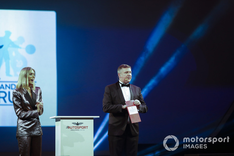 Hosts Nicki Shields and David Croft on stage