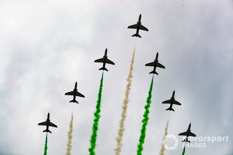 The fly-over across the track at the start