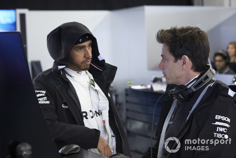 Lewis Hamilton, Mercedes AMG F1, with Toto Wolff, Executive Director (Business), Mercedes AMG