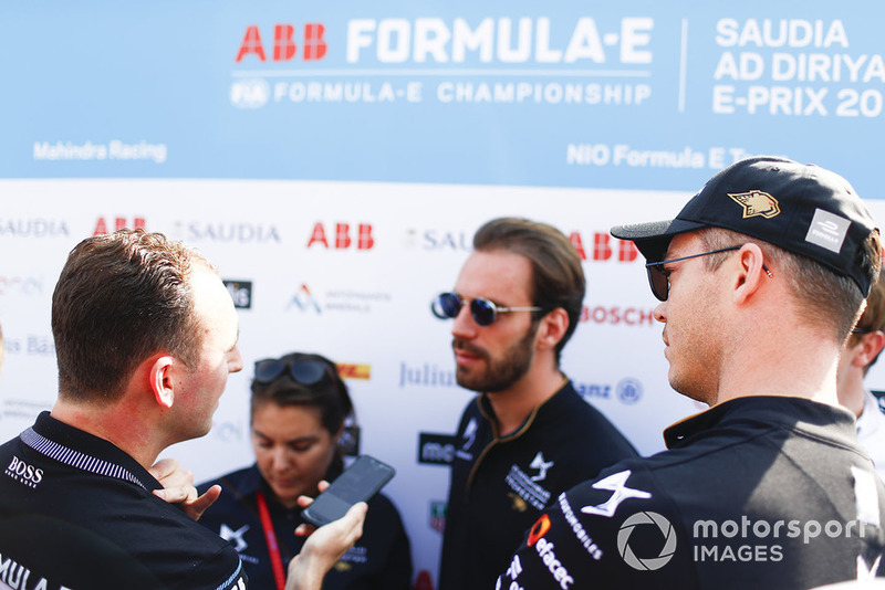 Andre Lotterer, DS TECHEETAH, watches as Jean-Eric Vergne, DS TECHEETAH, talks to the media