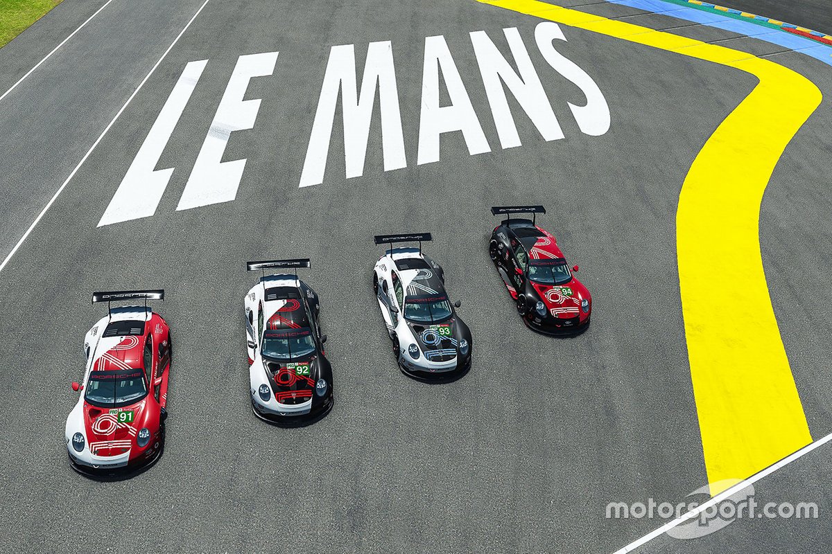 #91 Porsche Esports Team Porsche 911 RSR: André Lotterer, Neel Jani, Mitchell Dejong, Martti Pietilä, #92 Porsche Esports Team Porsche 911 RSR: Jaxon Evans, Matt Campbell, Mack Bakkum, Jeremy Bouteloup, #93 Porsche Esports Team Porsche 911 RSR: Nick Tandy, Ayhancan Güven, Joshua Rogers, Tommy Ostgaard, #94 Porsche Esports Team Porsche 911 RSR: Patrick Pilet, Simona De Silvestro, Martin Krönke, David Williams