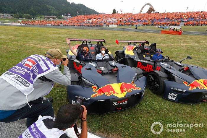Sergio Pérez, Red Bull Racing, Max Verstappen, Red Bull Racing, en un KTM X-Bows