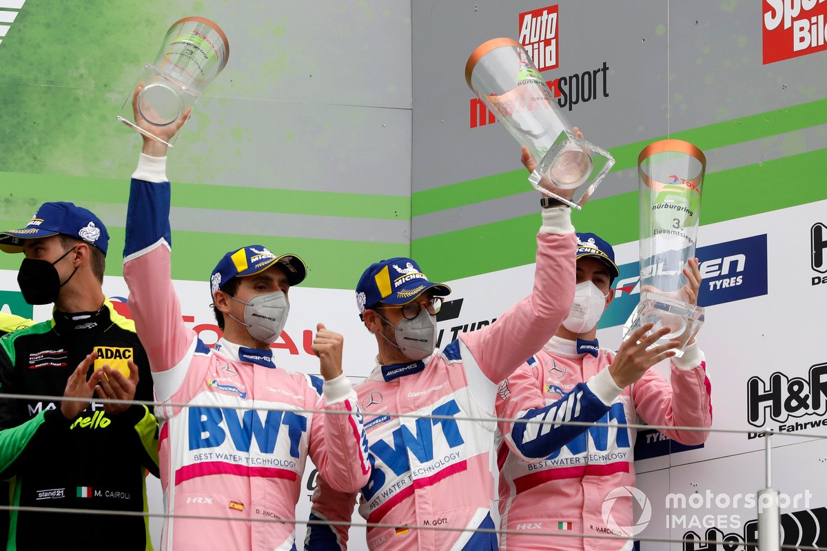 Podium: third place #7 Mercedes-AMG Team GetSpeed Mercedes-AMG GT3: Maximilian Götz, Daniel Juncadella, Raffaele Marciello