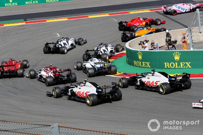 Sergio Pérez, Racing Point RP20, Charles Leclerc, Ferrari SF1000, Lando Norris, McLaren MCL35, Pierre Gasly, AlphaTauri AT01, Daniil Kvyat, AlphaTauri AT01