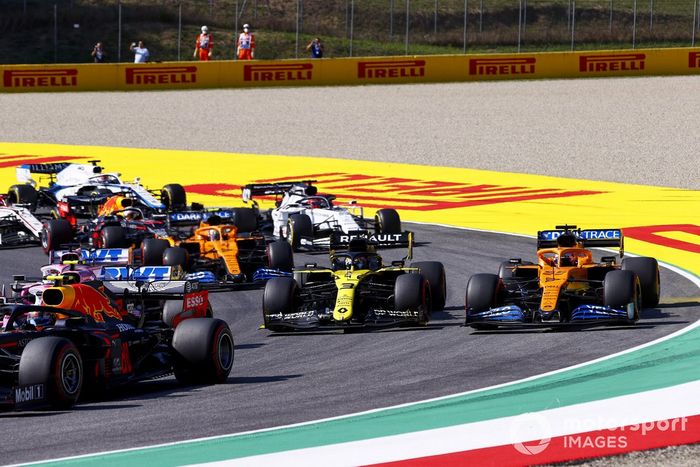 Alex Albon, Red Bull Racing RB16, Lance Stroll, Racing Point RP20, Daniel Ricciardo, Renault F1 Team R.S.20, Carlos Sainz Jr., McLaren MCL35, Lando Norris, McLaren MCL35