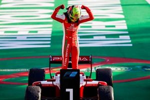 Race Winner Mick Schumacher, Prema Racing celebrates in Parc Ferme 