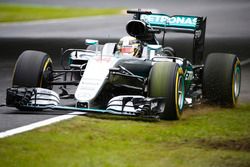 Lewis Hamilton, Mercedes AMG F1 W07 Hybrid, passe dans l'herbe