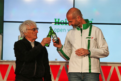 (L to R): Bernie Ecclestone, and Gianluca di Tondo, Heineken Global Head of Brand, at a Heineken spo