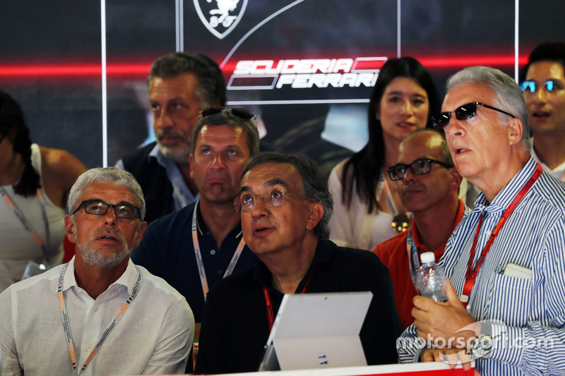 Sergio Marchionne, Ferrari President and CEO of Fiat Chrysler Automobiles (Centre) and Piero Ferrari