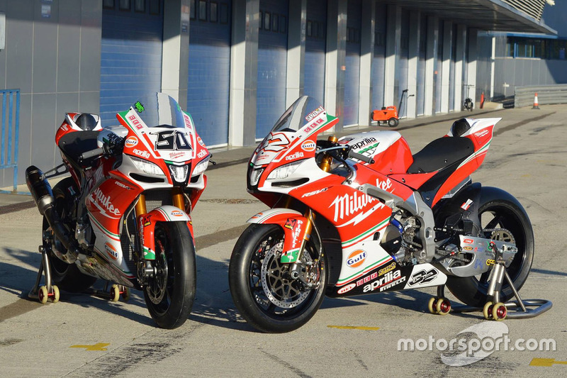 Bikes of Lorenzo Savadori, Milwaukee Aprilia World Superbike Team, Eugene Laverty, Milwaukee Aprilia World Superbike Team